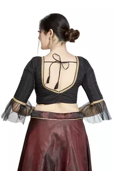 Black Art Silk Designer Party Wear Readymade Blouse