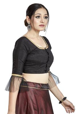 Black Art Silk Designer Party Wear Readymade Blouse 3