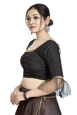 Black Art Silk Designer Party Wear Readymade Blouse 4