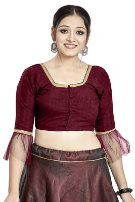 Maroon Art Silk Designer Party Wear Readymade Blouse 1
