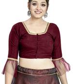 Maroon Art Silk Designer Party Wear Readymade Blouse