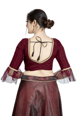 Maroon Art Silk Designer Party Wear Readymade Blouse 2