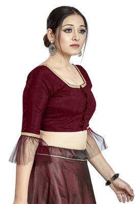 Maroon Art Silk Designer Party Wear Readymade Blouse 3