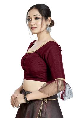 Maroon Art Silk Designer Party Wear Readymade Blouse 4