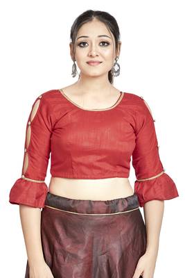 Red Art Silk Designer Party Wear Readymade Blouse 1