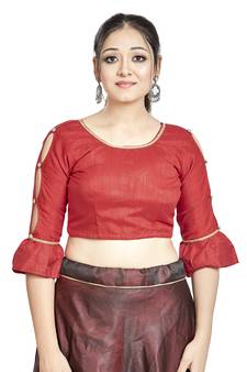 Red Art Silk Designer Party Wear Readymade Blouse