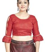 Red Art Silk Designer Party Wear Readymade Blouse