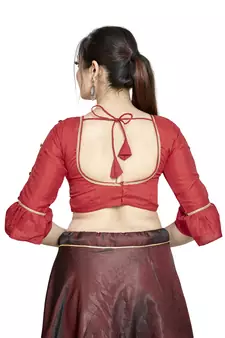 Red Art Silk Designer Party Wear Readymade Blouse