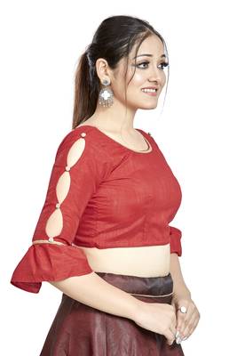 Red Art Silk Designer Party Wear Readymade Blouse 4