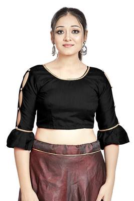 Black Art Silk Designer Party Wear Readymade Blouse 1