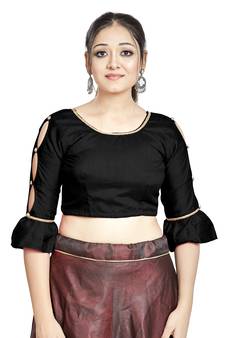 Black Art Silk Designer Party Wear Readymade Blouse