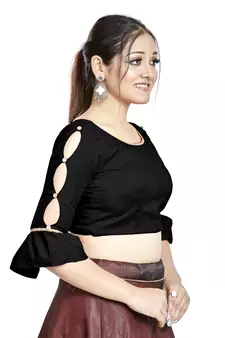 Black Art Silk Designer Party Wear Readymade Blouse