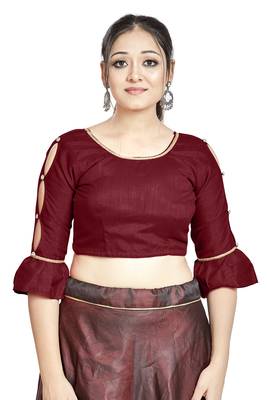 Maroon Art Silk Designer Party Wear Readymade Blouse 1