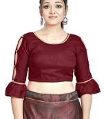 Maroon Art Silk Designer Party Wear Readymade Blouse