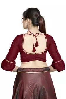 Maroon Art Silk Designer Party Wear Readymade Blouse