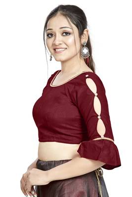 Maroon Art Silk Designer Party Wear Readymade Blouse 3