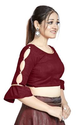 Maroon Art Silk Designer Party Wear Readymade Blouse 4