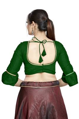 Green Art Silk Designer Party Wear Readymade Blouse 2