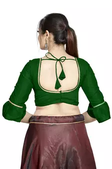 Green Art Silk Designer Party Wear Readymade Blouse