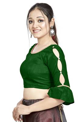 Green Art Silk Designer Party Wear Readymade Blouse 3
