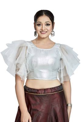 Silver Matti Net Designer Party Wear Readymade Blouse 1