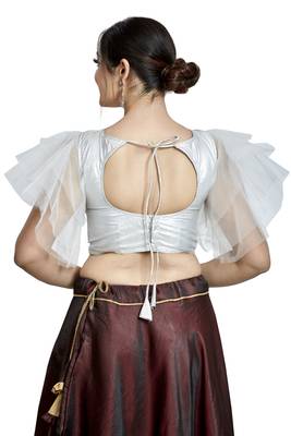 Silver Matti Net Designer Party Wear Readymade Blouse 2