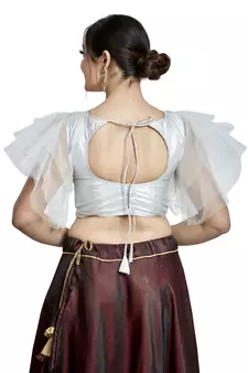 Silver Matti Net Designer Party Wear Readymade Blouse