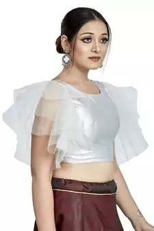 Silver Matti Net Designer Party Wear Readymade Blouse