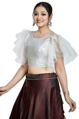 Silver Matti Net Designer Party Wear Readymade Blouse 4