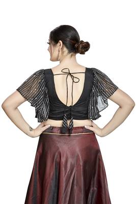 Black Art Silk & Net Designer Party Wear Readymade Blouse 2