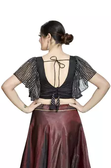 Black Art Silk & Net Designer Party Wear Readymade Blouse