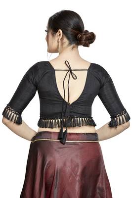 Black Art Silk Designer Party Wear Readymade Blouse 2
