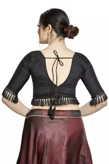 Black Art Silk Designer Party Wear Readymade Blouse