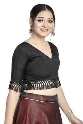 Black Art Silk Designer Party Wear Readymade Blouse 3