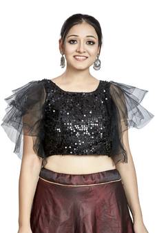 Black Sequence & Net Designer Party Wear Readymade Blouse