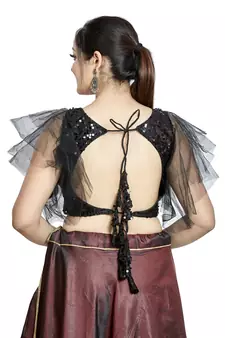 Black Sequence & Net Designer Party Wear Readymade Blouse