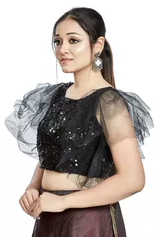 Black Sequence & Net Designer Party Wear Readymade Blouse