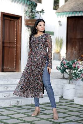 Multicolor floral print art silk salwar 1