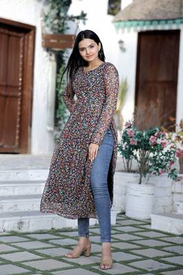 Multicolor floral print art silk salwar 2
