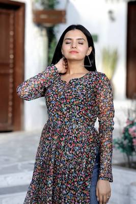 Multicolor floral print art silk salwar 3