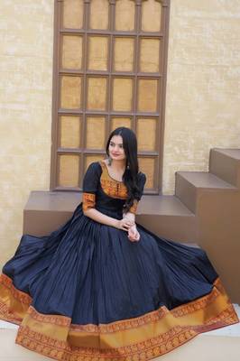 Black jacquard art silk salwar 3