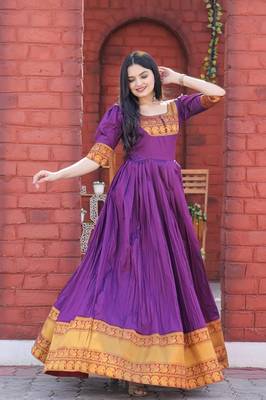 Purple jacquard art silk salwar 1