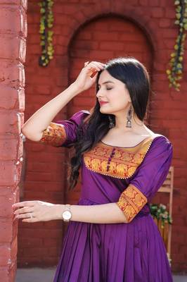 Purple jacquard art silk salwar 2