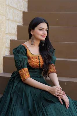 Green jacquard art silk salwar 2