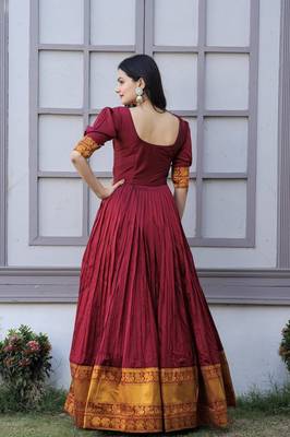 Maroon jacquard art silk salwar 4
