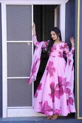 Purple floral print art silk salwar 1