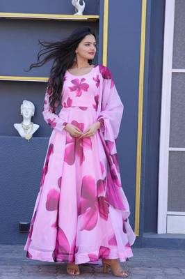 Purple floral print art silk salwar 2