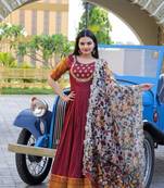Maroon embroidered art silk salwar