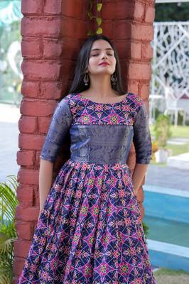 Blue foilage print jacquard salwar 2