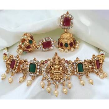 ALYESHA LATEST STYLISH CHOKER TRADITIONAL NECKLACE JEWELLERY SET FOR WOMEN 1